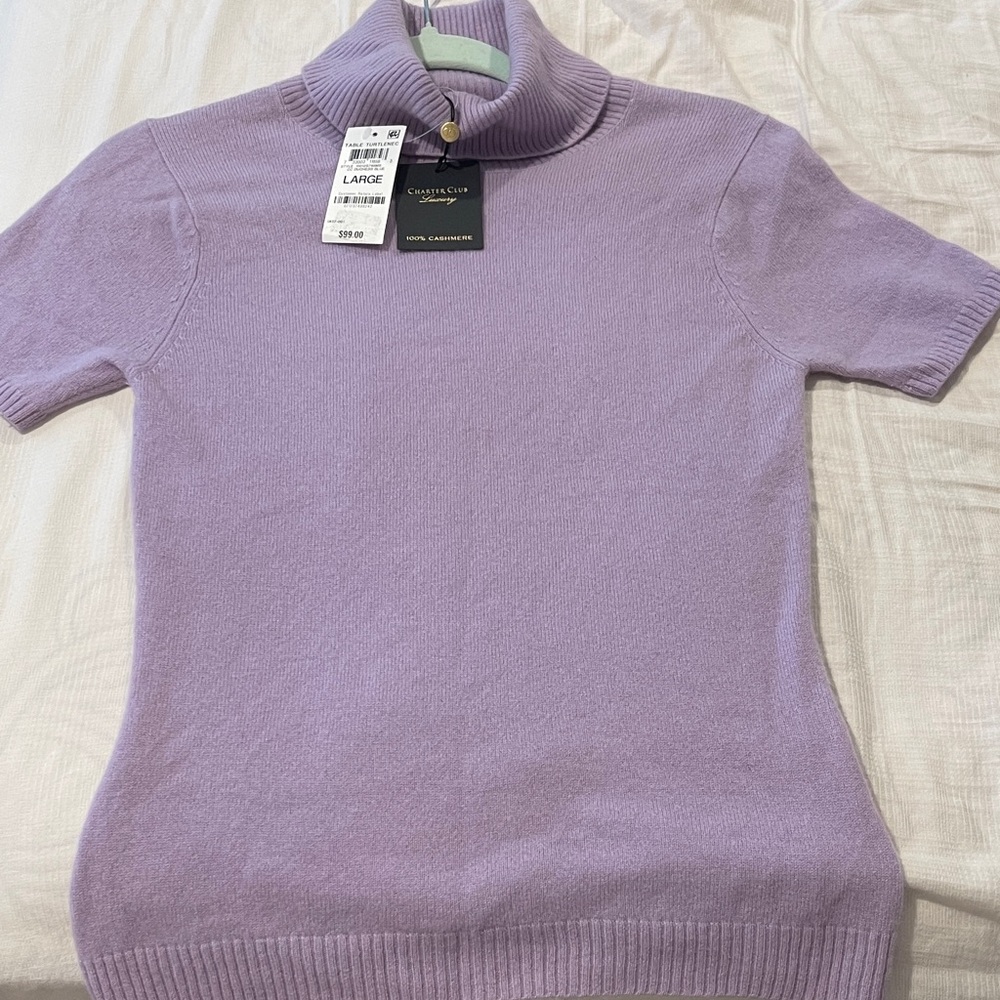 Charter Club Women's Lavender Turtleneck Sweater. 22 inch long. Pit to pit 15